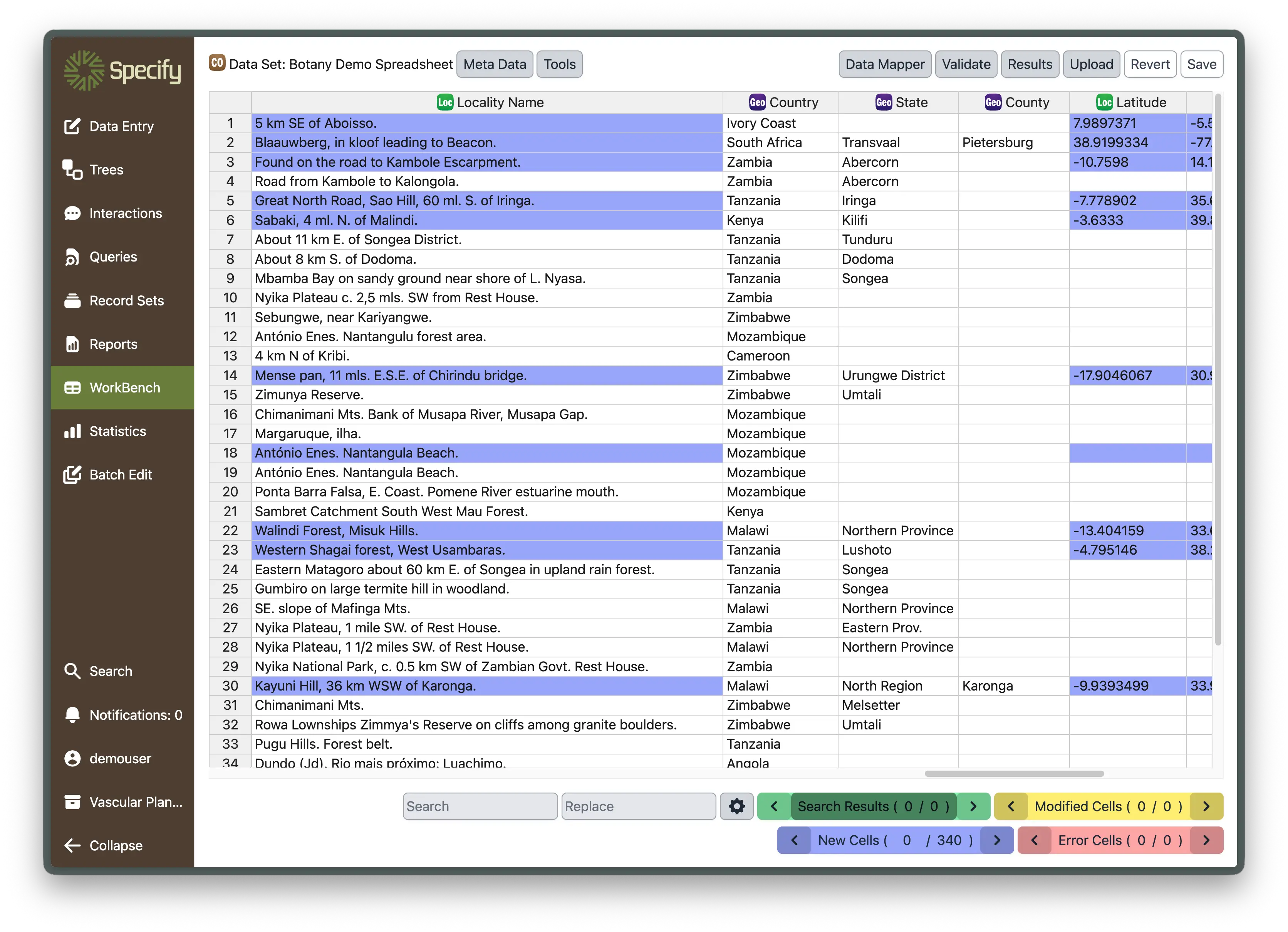 Specify data entry interface